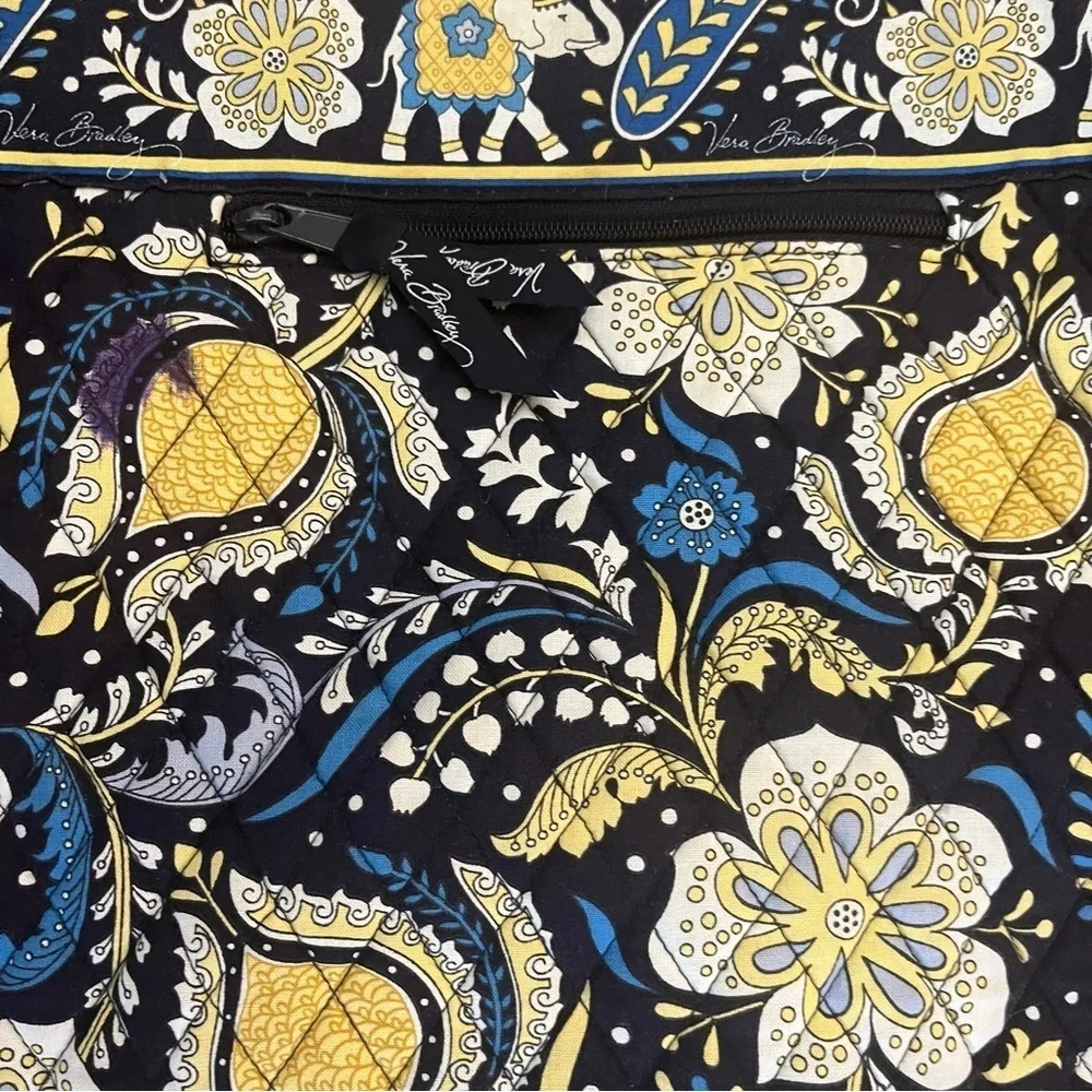 Vera bradley ellie blue yellow black laptop bag handles padded retired